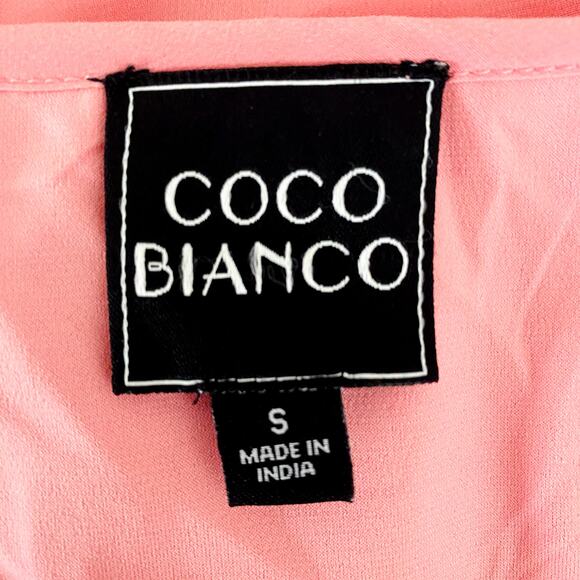 Coco Bianco Draped Blouse Pink V Neck Sleeveless Casual Tunic - S - Picture 4 of 4